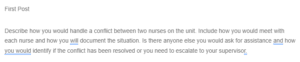 Role in Conflict Management as a Nurse Leader or Manager