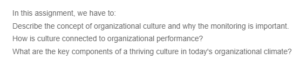 The Concept of Organizational Culture and why Monitoring is Important