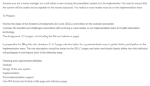 The Role of the Nurse Informaticist in Systems Development and Implementation