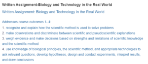 Written Assignment-Biology and Technology in the Real World