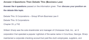 Answer 4 Questions Then Debate This (Business Law)