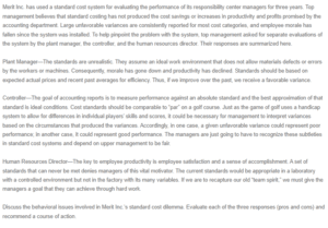 Behavioral Issues Involved in Merit Inc.’s Standard Cost Dilemma