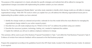 Change Management Plan