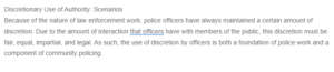 Discretionary Use of Authority