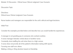 Ethical Issue Clinical Judgment Case