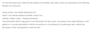 Final Project Fact Pattern in-depth Understanding of the Human Resource Changes that have taken place at Netflix.
