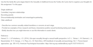 Sexuality in Adulthood Across the Family Life Cycle