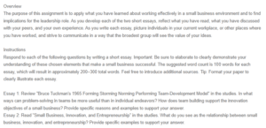 Small Business Enterprise Reflections