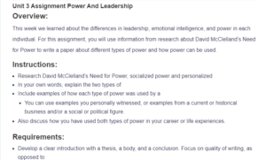 Unit 3 Assignment Power And Leadership