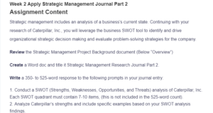 Week 2 Apply Strategic Management Journal Part 2