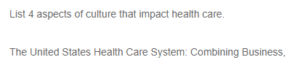 Aspects of Culture that Impact Health Care