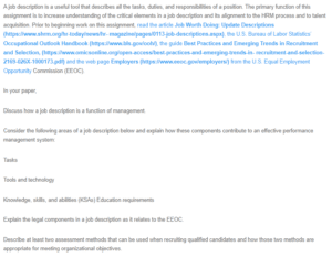 Discussion - Job Description