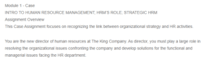 King Company- The Relationship Between Organizational Strategy and HR Activities