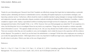 Response - Managing Legal Risks in Hospitals