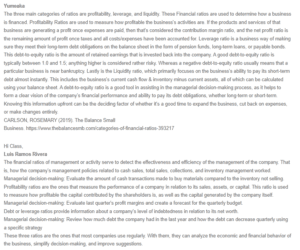 Response - Profitability Ratios