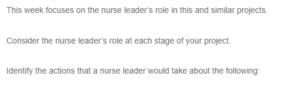Role of the Nursing Leader