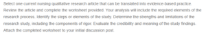 Translating Nursing Qualitative Research into Evidence-Based Practice- Analysis and Evaluation