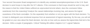 Unstated Assumptions and Logical Analysis of the Decision to Send Troops to Iraq Post-9-11