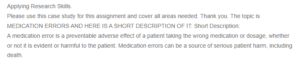 Annotated Bibliography and Summary- Medication Errors