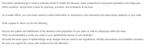 Descriptive and Analytic Epidemiology - Tuberculosis