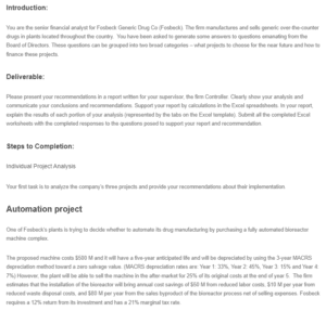 Major Project Report - Fosbeck Generic Drug Co