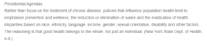 Presidential Agendas and Population Health- Emphasizing Prevention, Wellness, and Equity