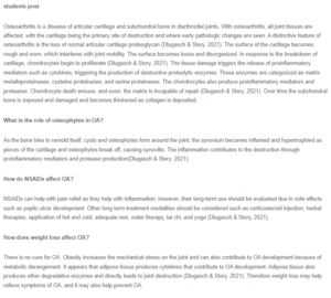 Discussion Response - Osteoarthritis