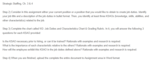 Job Duties and Characteristics Chart