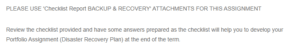 Disaster Recovery Checklist- Recovery and Backup