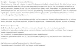 Discussion - Balanced Scorecard