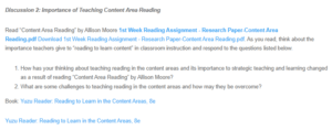 Discussion - Content Area Reading