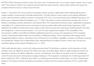 Discussion Response - Tuberculosis (TB)