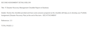 IT Disaster Recovery Management Checklist Report