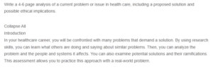 Analyzing a Current Health Care Problem or Issue