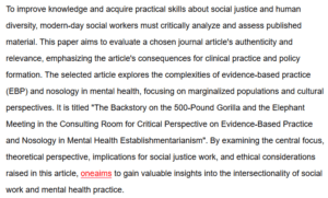 Critical Evaluation of Social Justice Literature- Implications for Practice and Policy