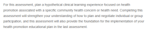 Designing a Hypothetical Clinical Learning Experience- Addressing Community Health Promotion