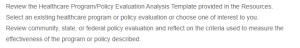 Healthcare Program-Policy Evaluation Analysis