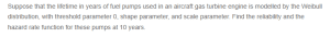Reliability and Hazard Rate Analysis of Aircraft Fuel Pumps Using the Weibull Distribution