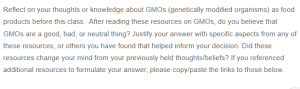 A Reflection on Genetically Modified Organisms