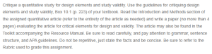 Critical Analysis of a Quantitative Study- Design and Validity Evaluation