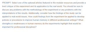 Critique and Real-World Applications of Memory Research - Examining Methodology and Implications for Professional Settings