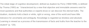 Dualism in Cognitive Development - Understanding the Early Stages of Knowledge and Learning