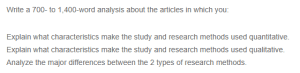 Part 1 - Identifying Qualitative and Quantitative Research Characteristics