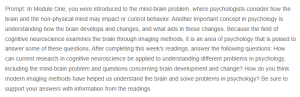 Understanding the Mind-Brain Problem- Cognitive Neuroscience and Brain Mechanisms