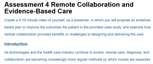 Assessment 4 Remote Collaboration and Evidence-Based Care