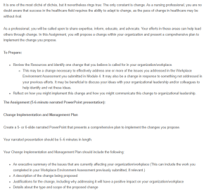Change Implementation and Management Plan