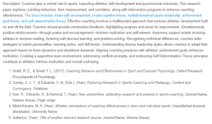 Coaching Behavior and Effectiveness in Sport and Exercise Psychology