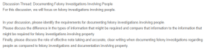 Documenting Felony Investigations Involving People