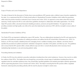 Scope of Practice and Level of Independence for Nurse Practitioners (NPs) in Florida