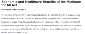Economic and Healthcare Benefits of the Medicare for All Act